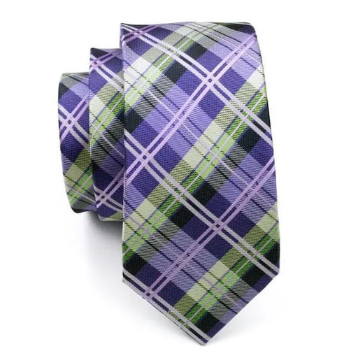 Violet Green Tartan Silk Tie for Classy Men