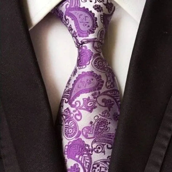 Mens Purple Paisley Tie - Classy and Elegant Accessory for Formal Attire