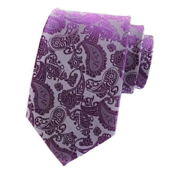 Mens Purple Paisley Tie - Classy and Elegant Accessory for Formal Attire