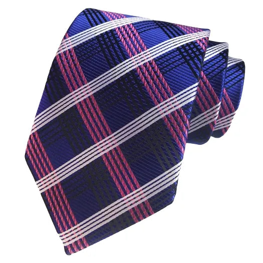Elegant Purple Checkered Silk Tie for Classy Men