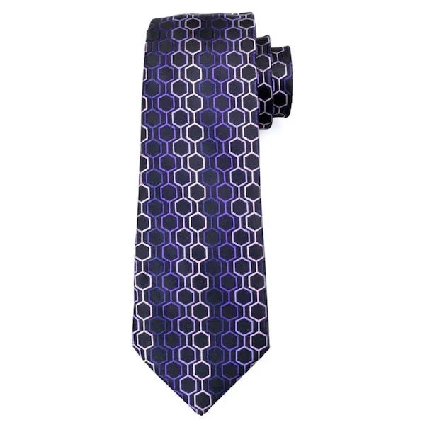 Classy Men Purple Hexagon Silk Necktie