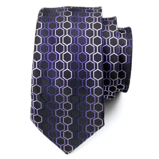 Classy Men Purple Hexagon Silk Necktie