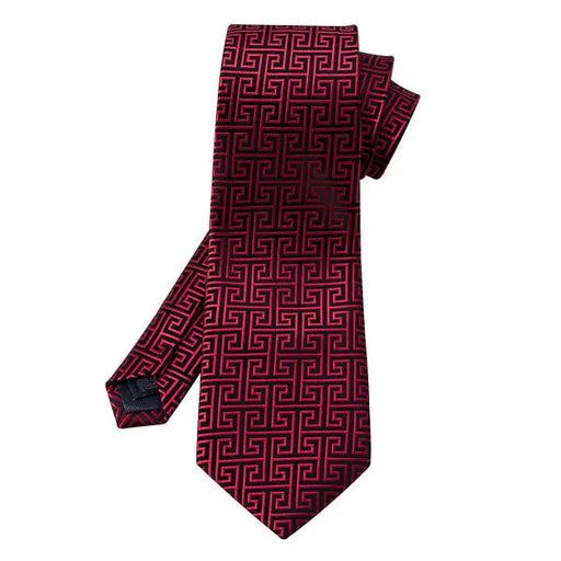 Red Black Geometric Silk Tie for Classy Men