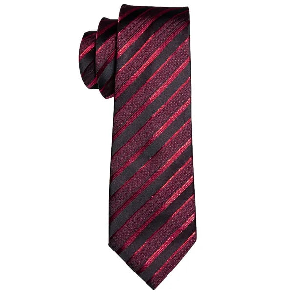 Red and Black Striped Silk Tie for Classy Men