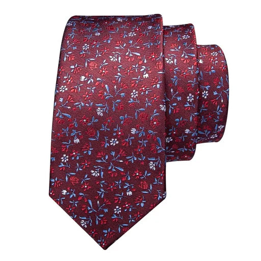 Red Flower Silk Tie for Men - Elegant Accessory for Formal Attire