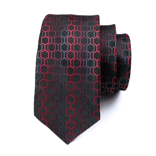 Red and Black Hexagon Silk Tie for Classy Men