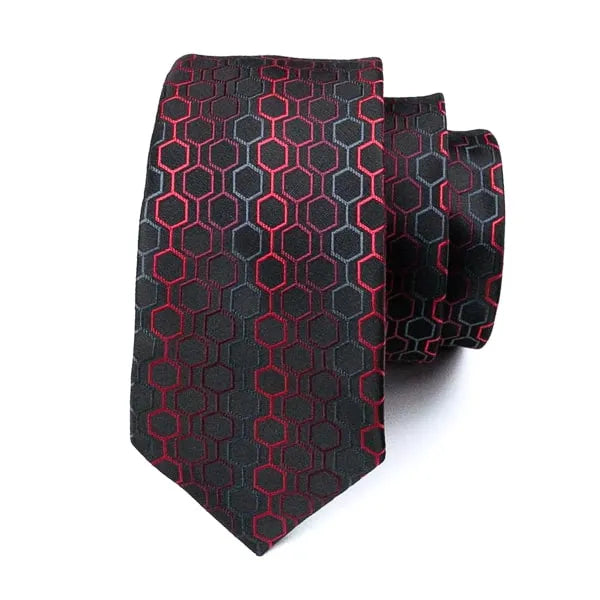 Red and Black Hexagon Silk Tie for Classy Men