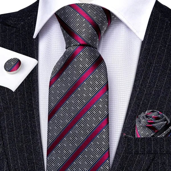 Red Striped Designer Silk Tie for Classy Men