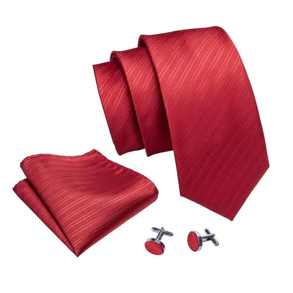 Red Striped Silk Necktie for Classy Men - Elegant Accessory