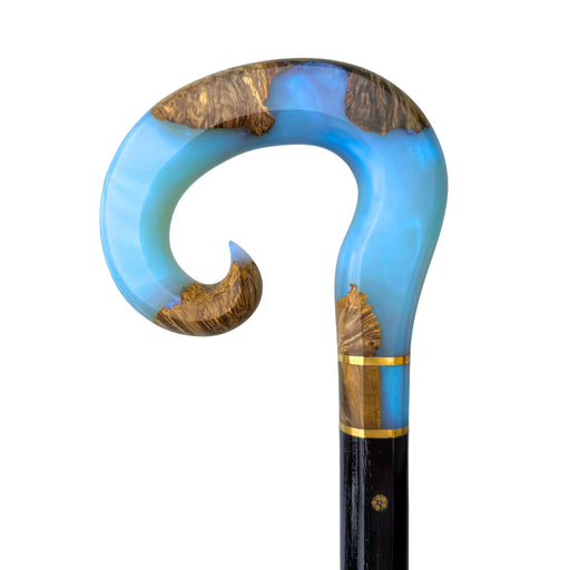 Artistic Walking Cane with Epoxy Resin Handle "Blue Modern"
