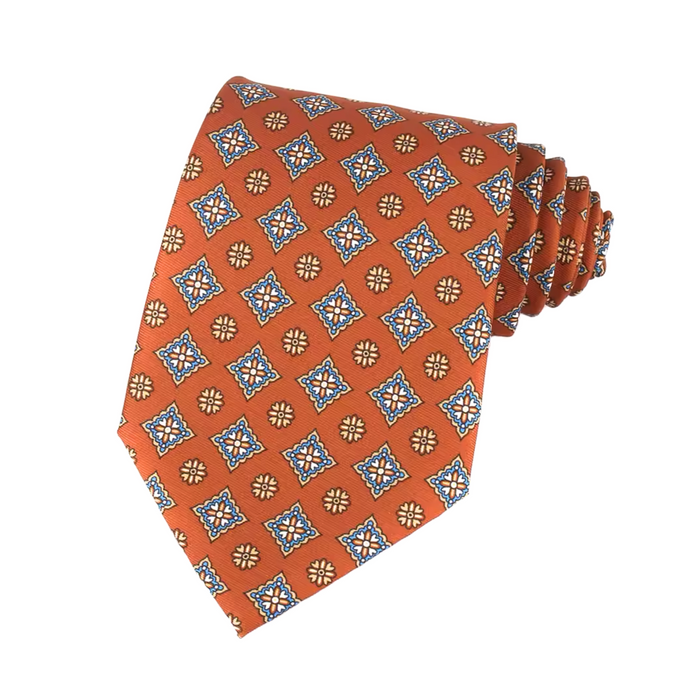 Orange and Blue Circles Silk Tie for Classy Men