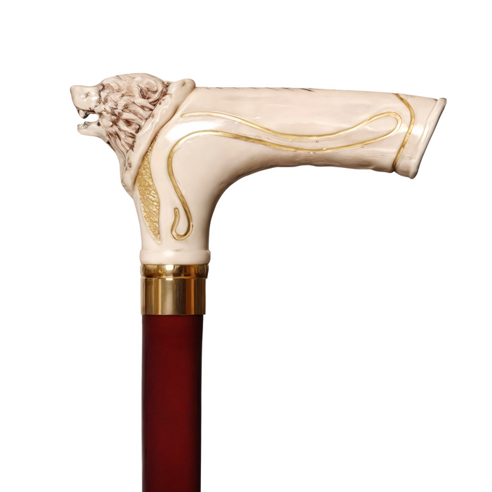Designer Walking Cane with Wolf Handle – 3-Part Folding Stick