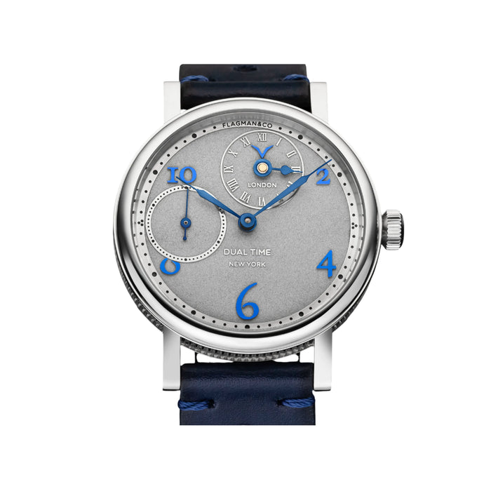 Handmade Dual Time Luxury Mechanical Watch – Silver Dress Watch