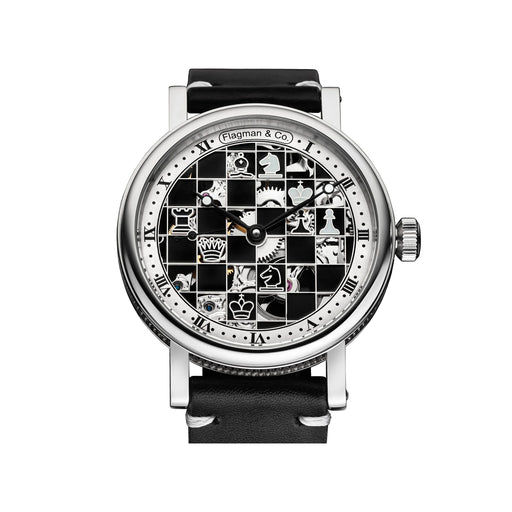 Handmade Chess Skeleton Watch Mechanical Steampunk Timepiece