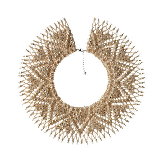 Ivory Beaded Collar Necklace – Bridal Boho with Glass Pearls