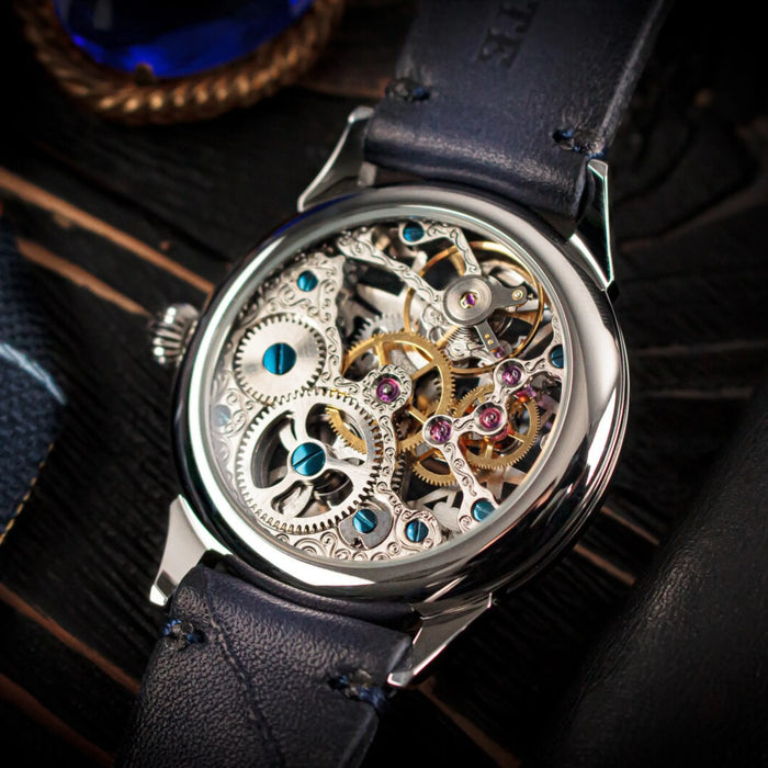 Handmade Skeleton Moon Watch – Space-Inspired Timepiece for Men