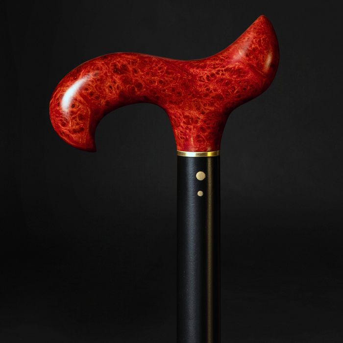 Ergonomic Red Maple Burl Walking Cane with Comfortable Hand Grip