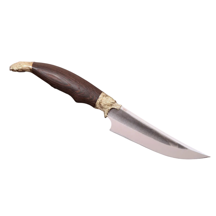 Couteau en acier Damas avec manche en bois hybride époxy rouge