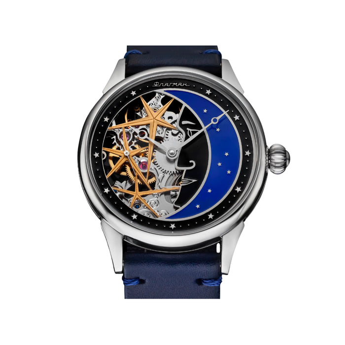 Steampunk Skeleton Mechanical Moon Watch – Space-Inspired Timepiece