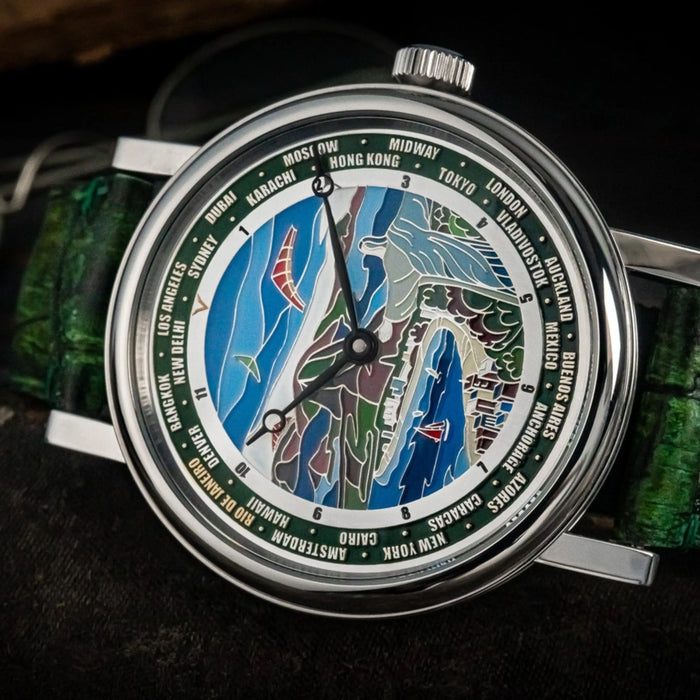 World Time Watch – Rio de Janeiro Handmade Art Deco Unisex Timepiece