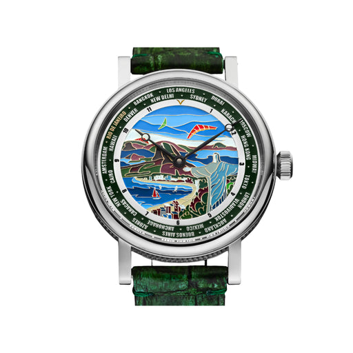 World Time Watch – Rio de Janeiro Handmade Art Deco Unisex Timepiece