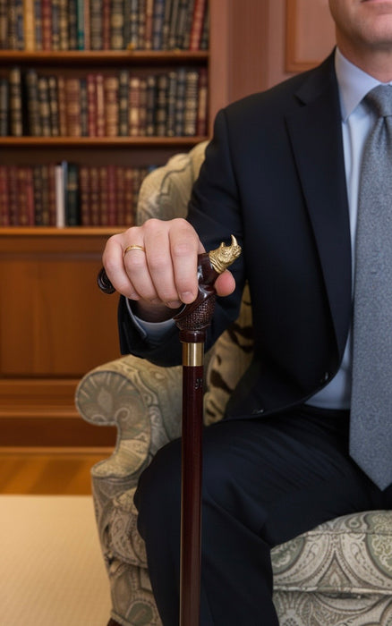 Rhino Design Walking Stick, Wooden Cane