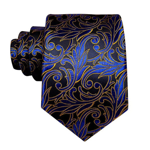 Royal Blue Floral Silk Tie for Classy Men - Elegant Accessory for Formal Occasions