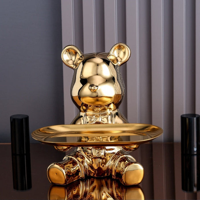 Ceramic Electroplated Bear Playful Cartoon