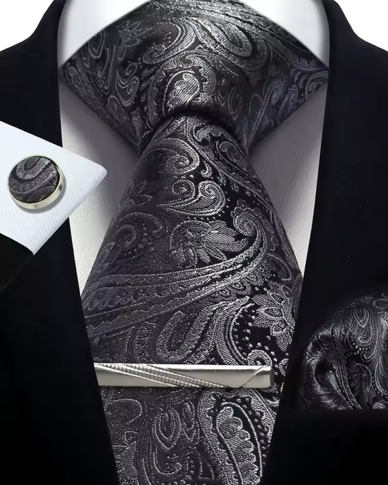 Cravate en soie pour homme à motif cachemire jaune et blanc, accessoire élégant