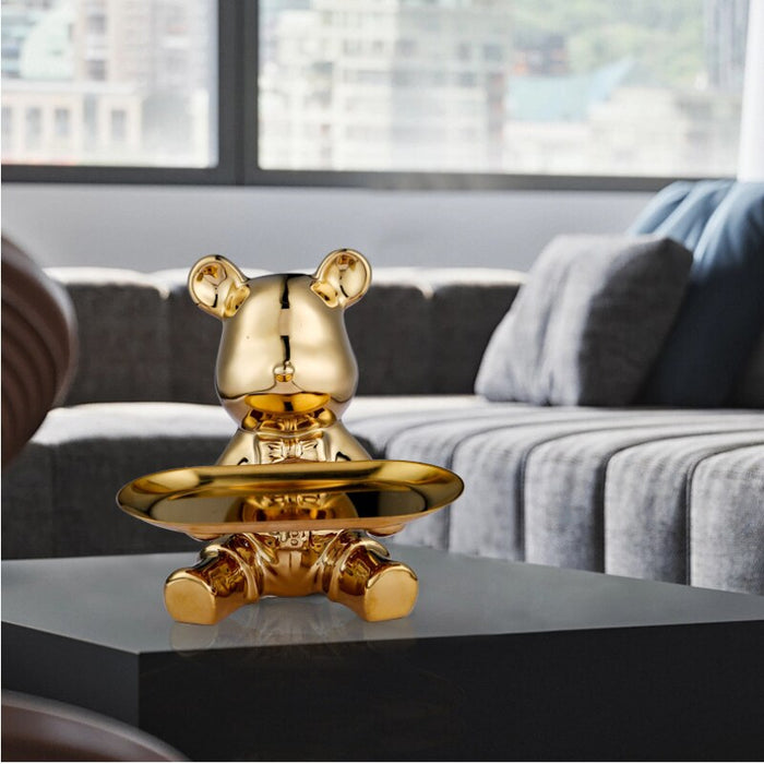 Ceramic Electroplated Bear Playful Cartoon