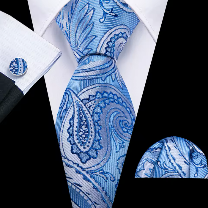 Royal Blue Floral Silk Tie for Classy Men - Elegant Accessory for Formal Occasions