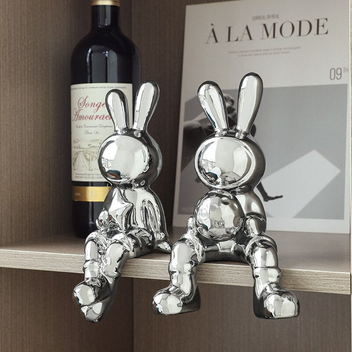 2 PCS Modern Rabbit Figurines