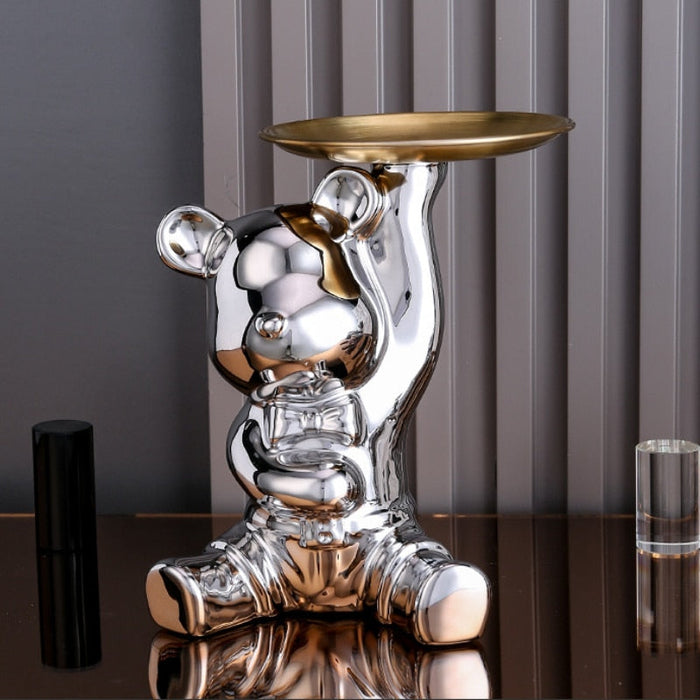 Ceramic Electroplated Bear Playful Cartoon