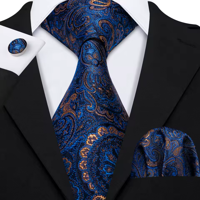 Classy Men Blue Floral Silk Necktie