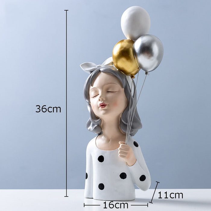 Modern Girl Resin Figurine Decorative Statue