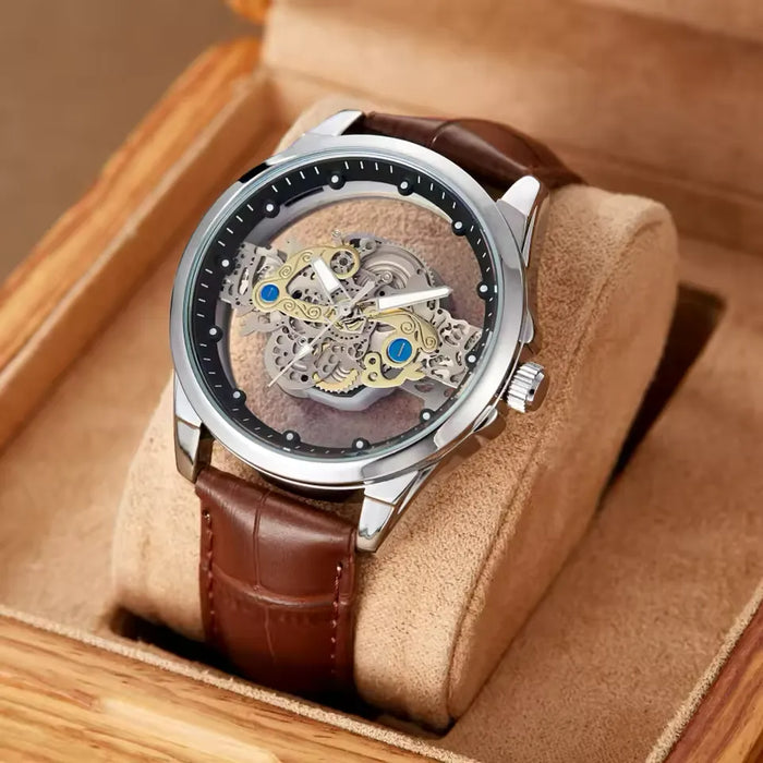 CLAVION® Skeleton Gold Automatic Quartz Wrist Watch for Men