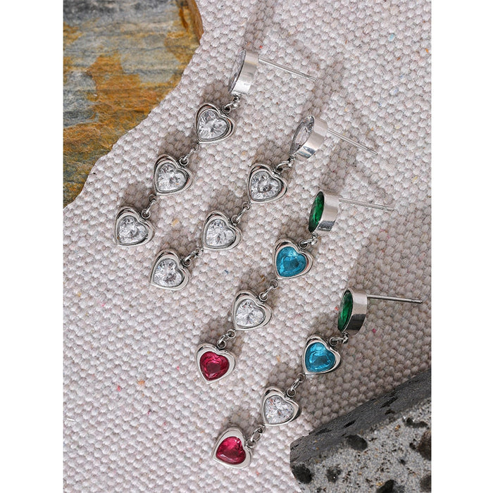 Small Hearts Design Earrings with Crystals