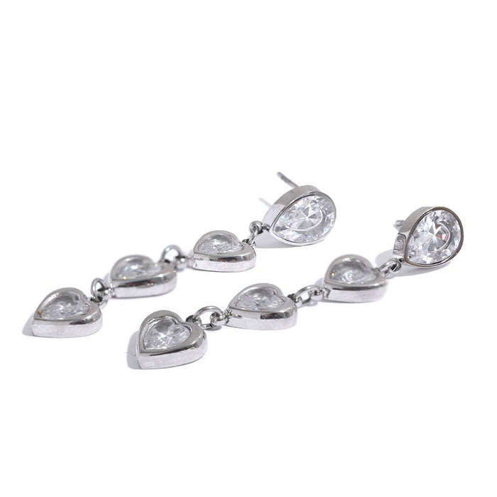 Small Hearts Design Earrings with Crystals