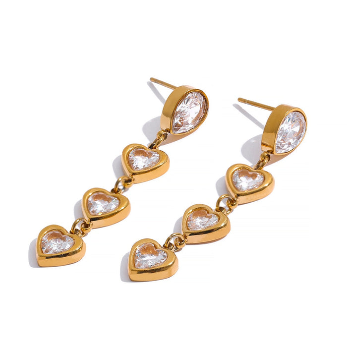 Small Hearts Design Earrings with Crystals