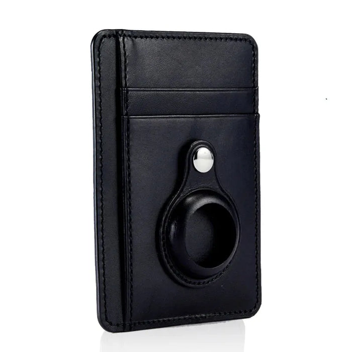 Custom Name Italian Vegetable Tanned Leather AirTag Wallet