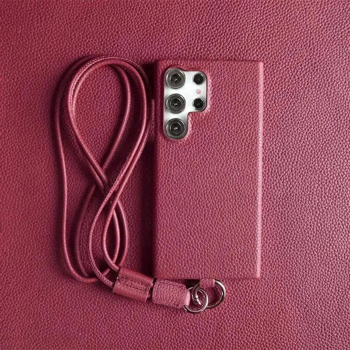 Minimalist Design Leather iPhone Case with Strap - Handmade