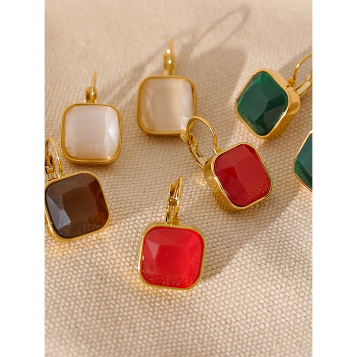 Square Shape Earrings with Crystals