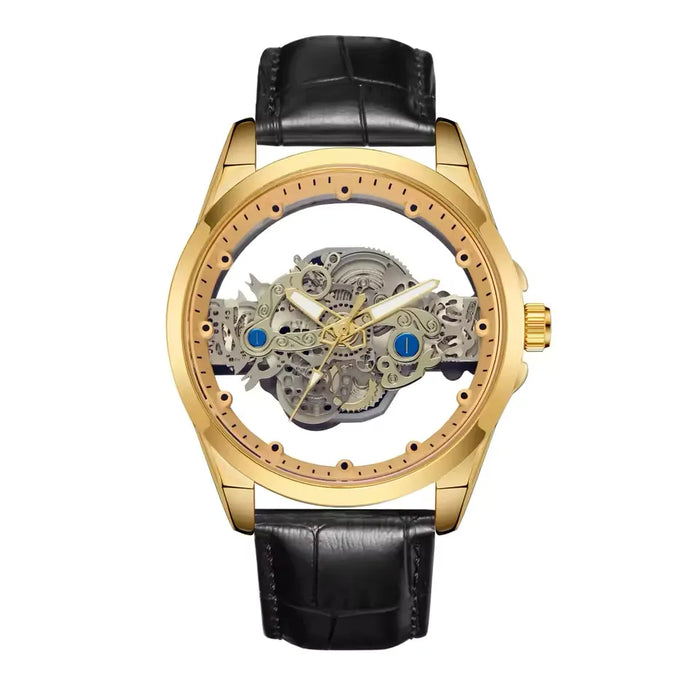 CLAVION® Skeleton Gold Automatic Quartz Wrist Watch for Men