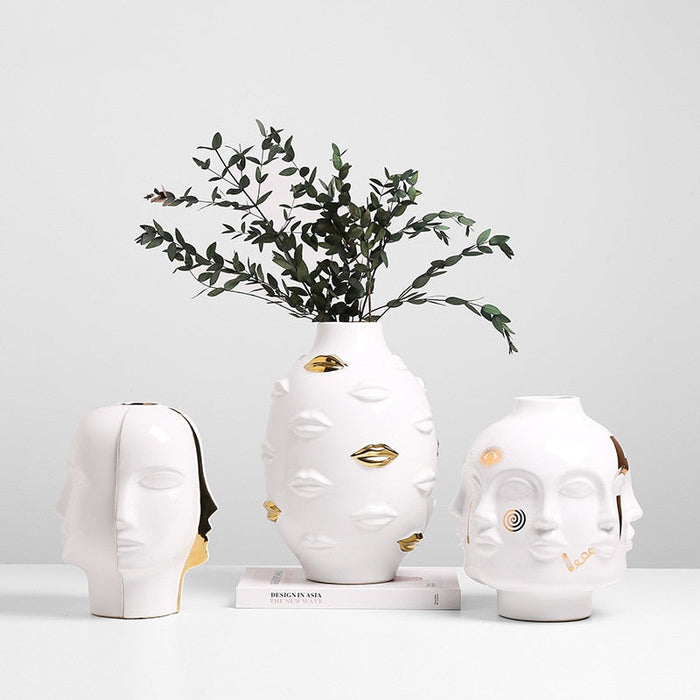 CALI Luxurious Nordic-Style Ceramic Face Vase