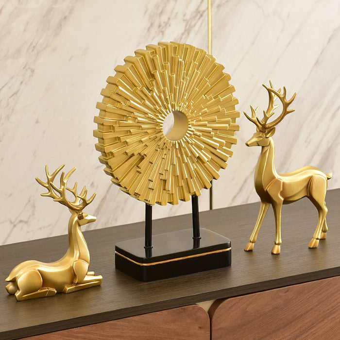 European Resin Deer Figurine with Gold Accents