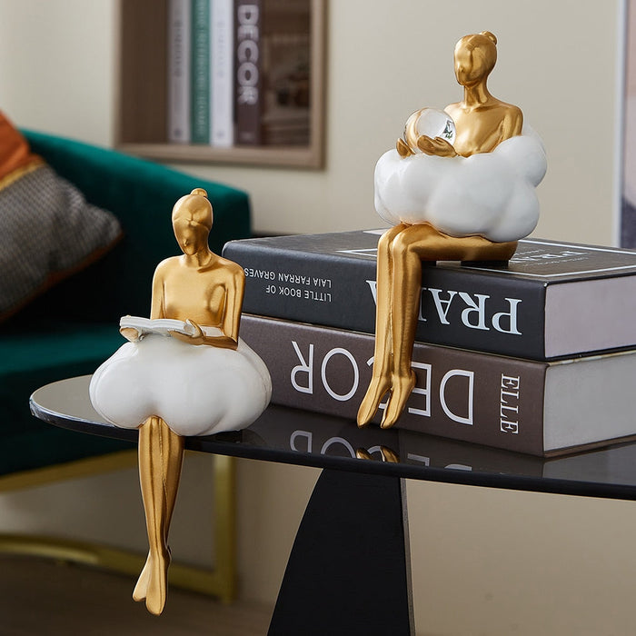 Cloud Girl Sculpture Abstract Art Figurine