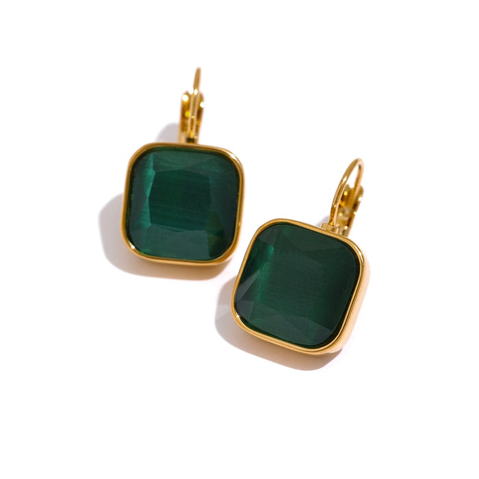Square Shape Earrings with Crystals