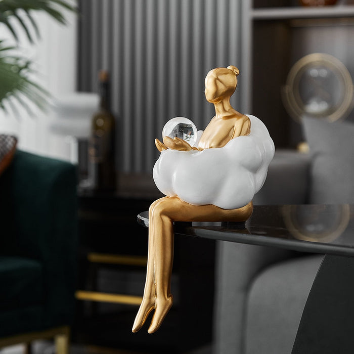 Cloud Girl Sculpture Abstract Art Figurine