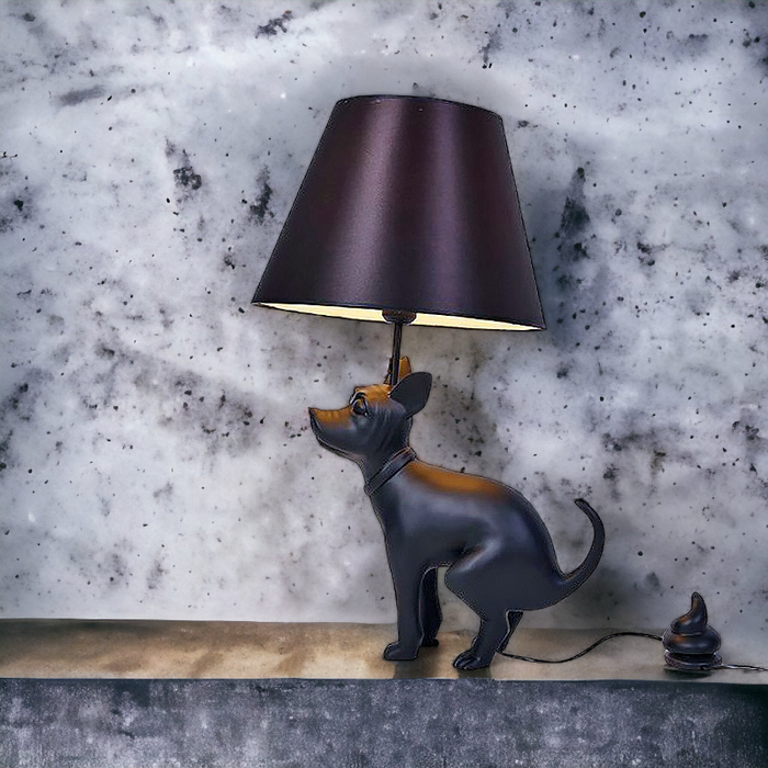 Simple Art Resin Cloth Cover Big Dog LED Floor Lamp
