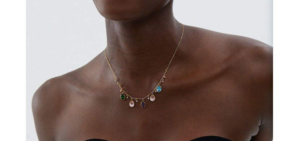 Unique Necklace with Colorful Crystals